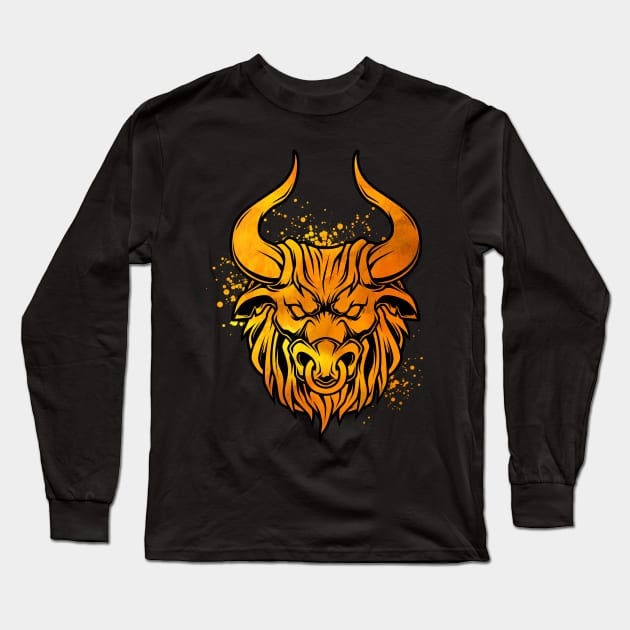 Minotaur head Long Sleeve T-Shirt by Modern Medieval Design